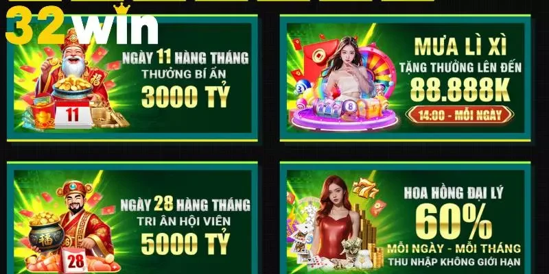 Tổng hợp chương trình khuyến mãi 32Win hot nhất 2025 1 Khám phá chương trình khuyến mãi 32win hấp dẫn