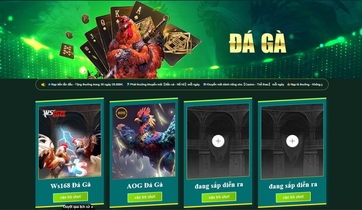 Sảnh đá gà tại nhà cái WS168, AOG 32win